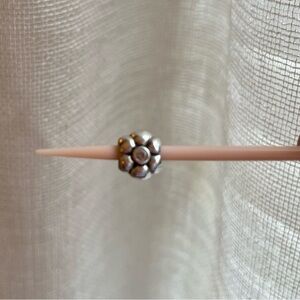 Pandora Silver Flower Charm Bead CZ